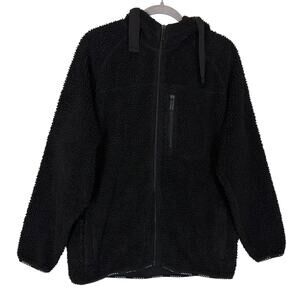 Brekka Milano Jacket Mens XL Black Sherpa Fleece Full Zip Raglan Sleeve Cozy